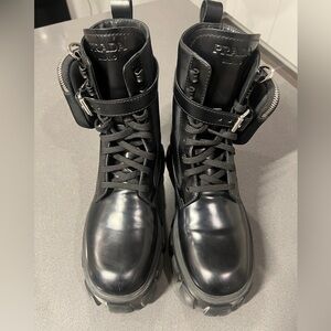 Prada Monolith Boots with Pouch | Size 8.5